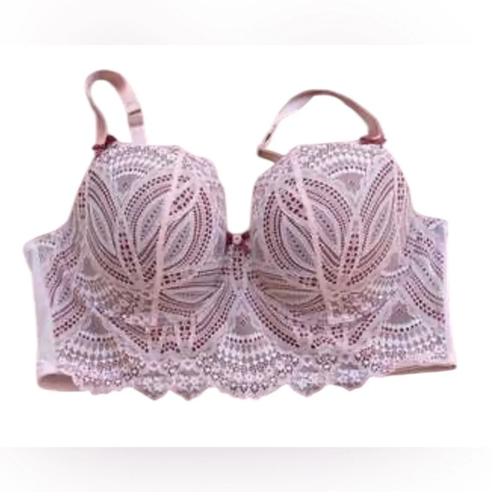 Cacique Women's Blush Lace Longline Boost Balconette Bra
